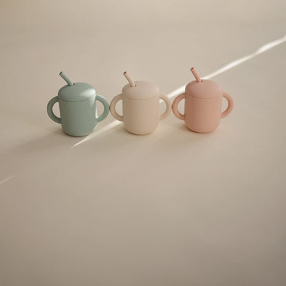 Silicone Training Cup + Straw (Blush)