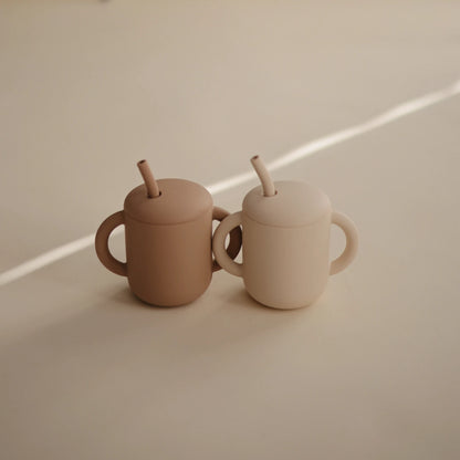 Silicone Training Cup + Straw (Natural)