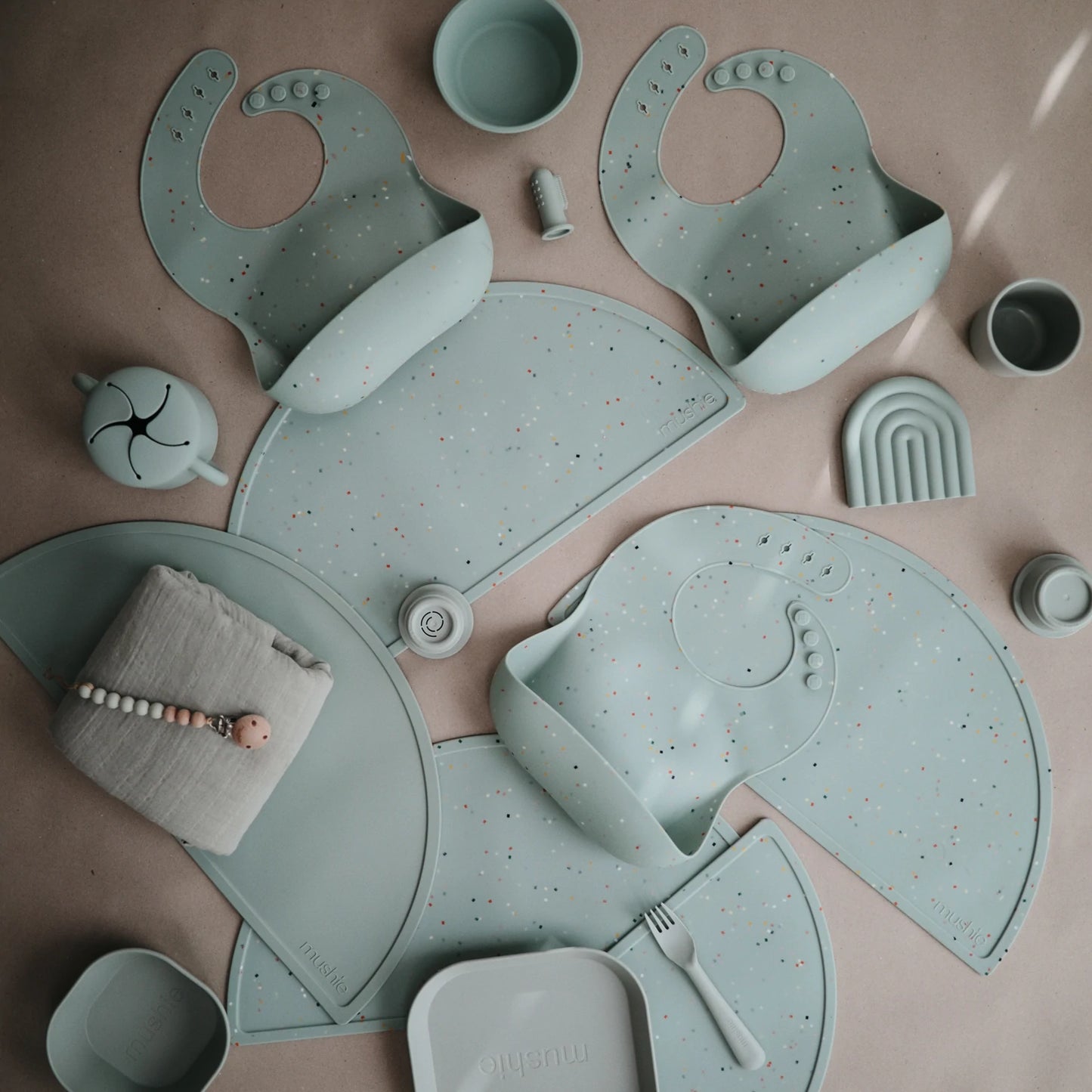 Silicone Bib (Cambridge Blue Confetti)