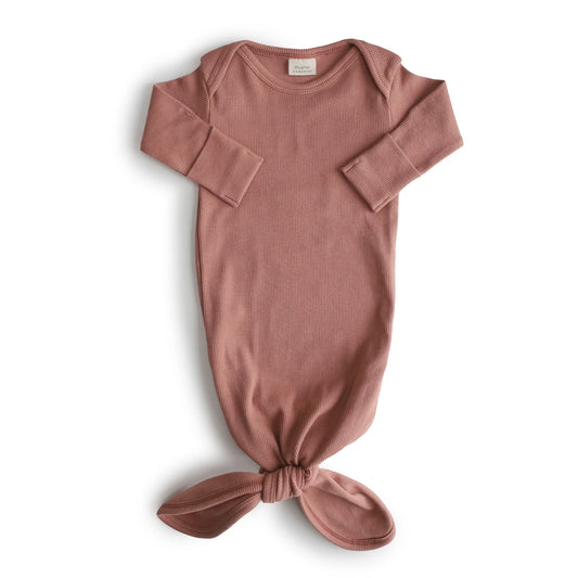 Ribbed Knotted Baby Gown (Cedar)