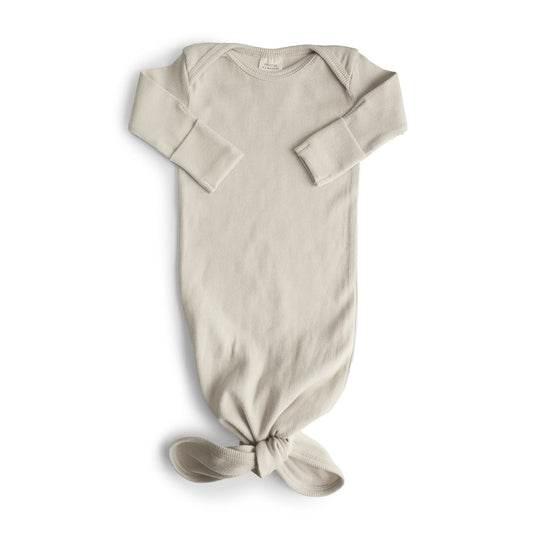 Ribbed Knotted Baby Gown (Ivory)