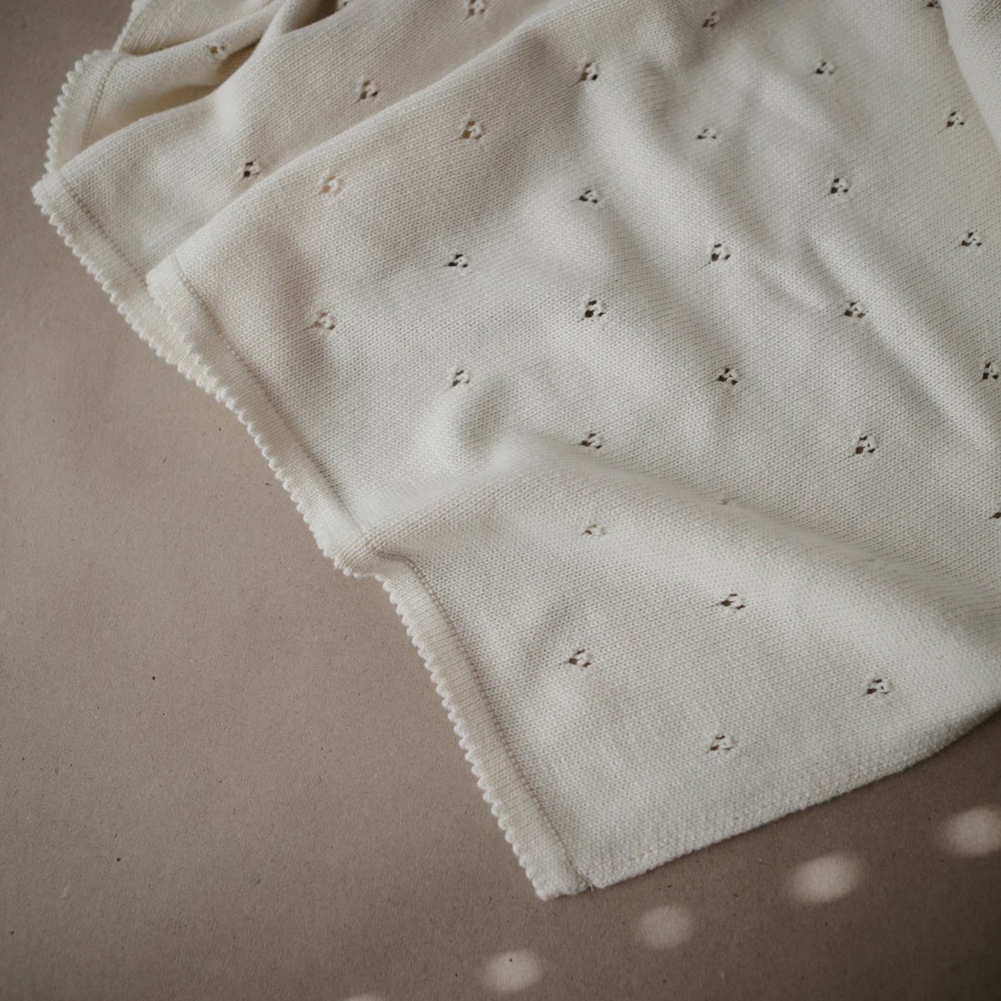 Knitted Baby Blanket Pointelle (Ivory)