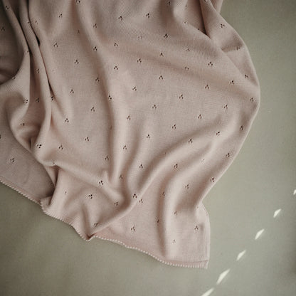 Knitted Baby Blanket Pointelle Blush