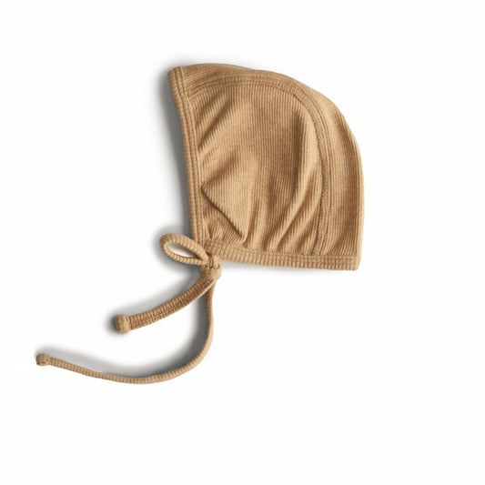 Ribbed Baby Bonnet (Mustard Melange)