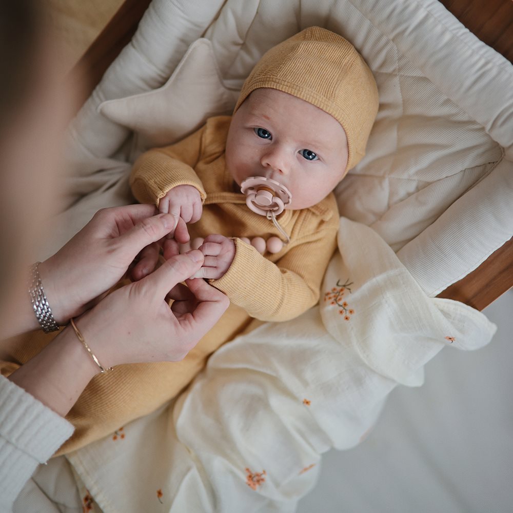 Ribbed Baby Bonnet (Mustard Melange)