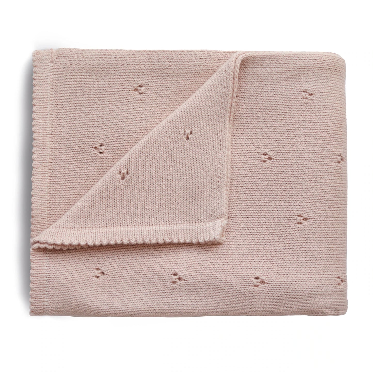 Knitted Baby Blanket Pointelle Blush