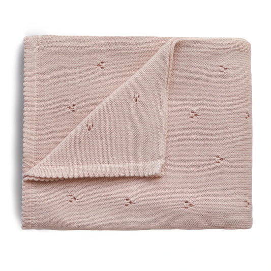 Knitted Baby Blanket Pointelle Blush