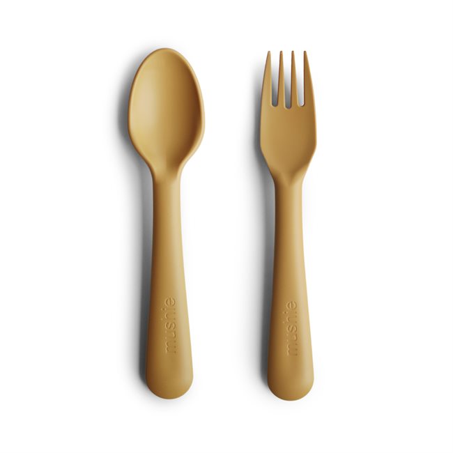 Dinnerware Fork and Spoon Set (Mustard)