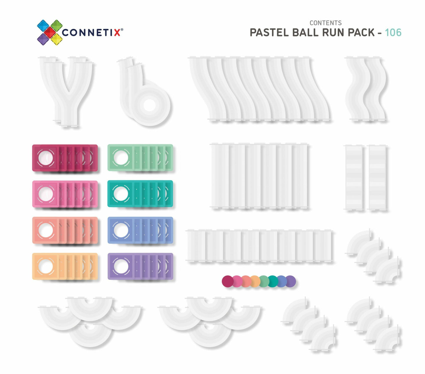 106 Piece Pastel Ball Run Pack HK