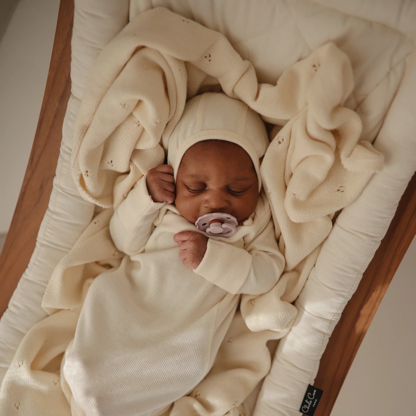 Ribbed Knotted Baby Gown (Ivory)