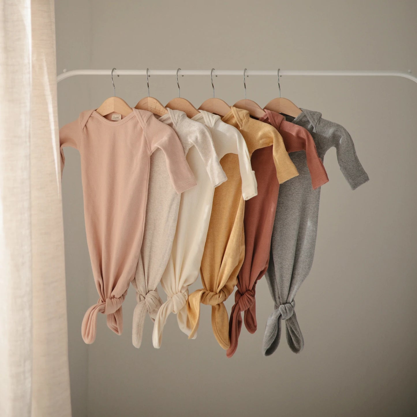 Ribbed Knotted Baby Gown (Cedar)
