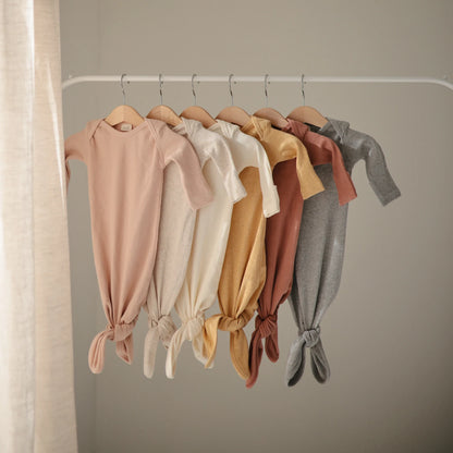 Ribbed Knotted Baby Gown (Cedar)