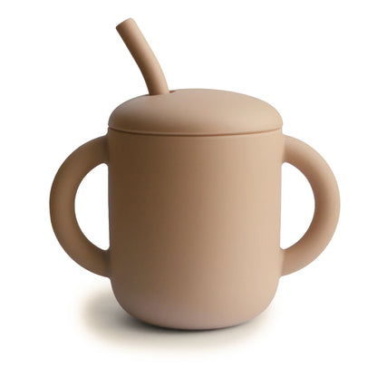 Silicone Training Cup + Straw (Natural)